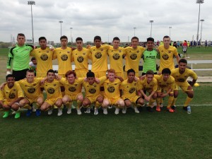 A somewhat serious and focus U18 Boys 97 Gold team before their first match at Dallas Cup on Monday.