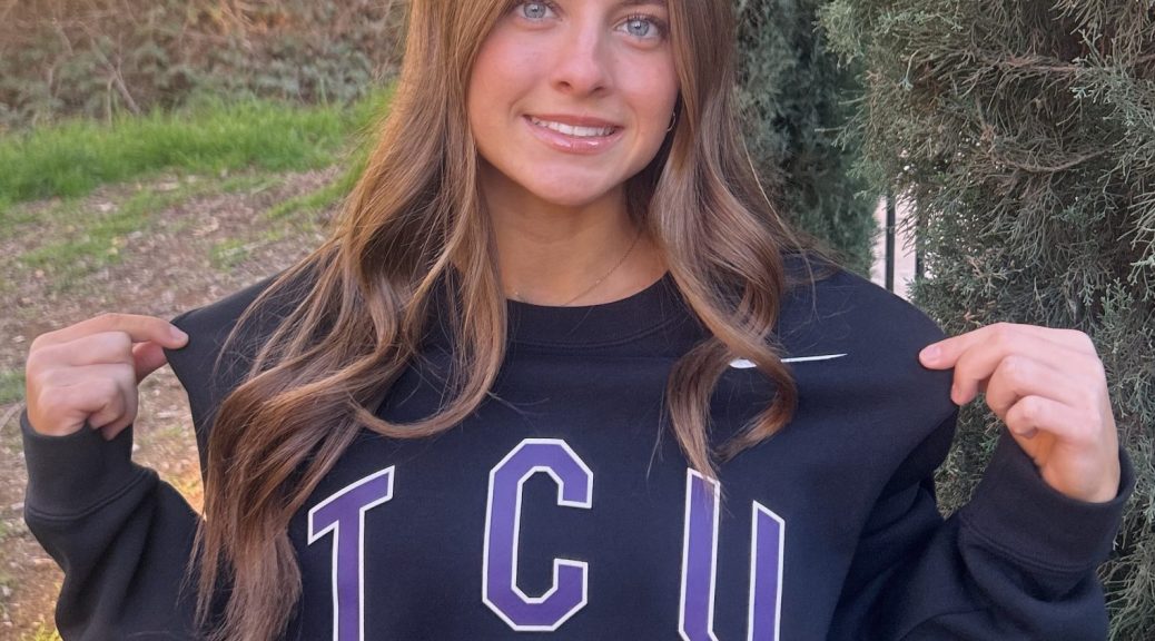 Student Athlete Gia Costanzo wearing Texas Christian University sweatshirt